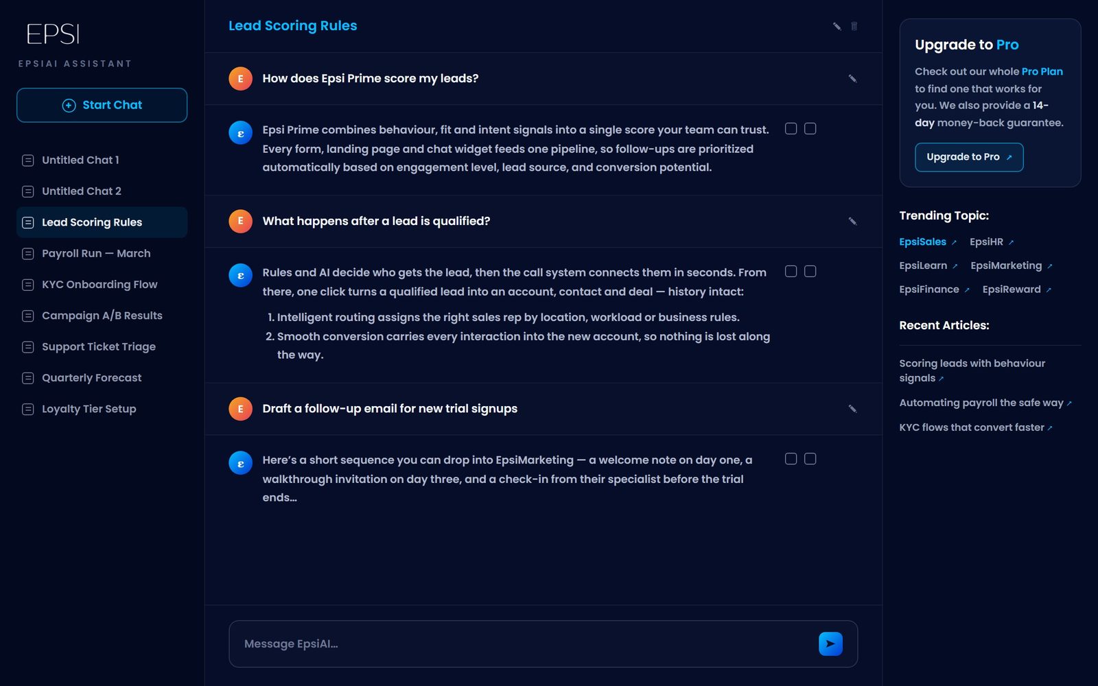 EpsiAI assistant interface